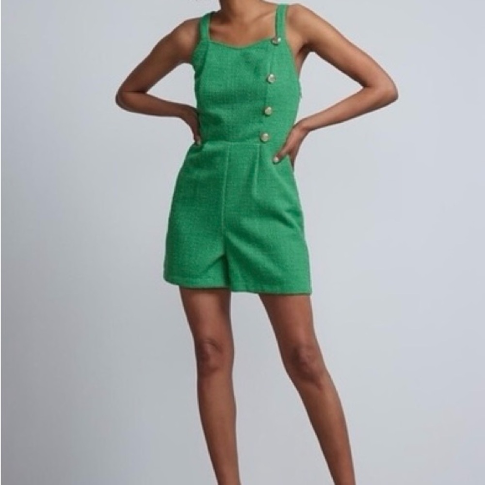 New Green Textured Romper -medium